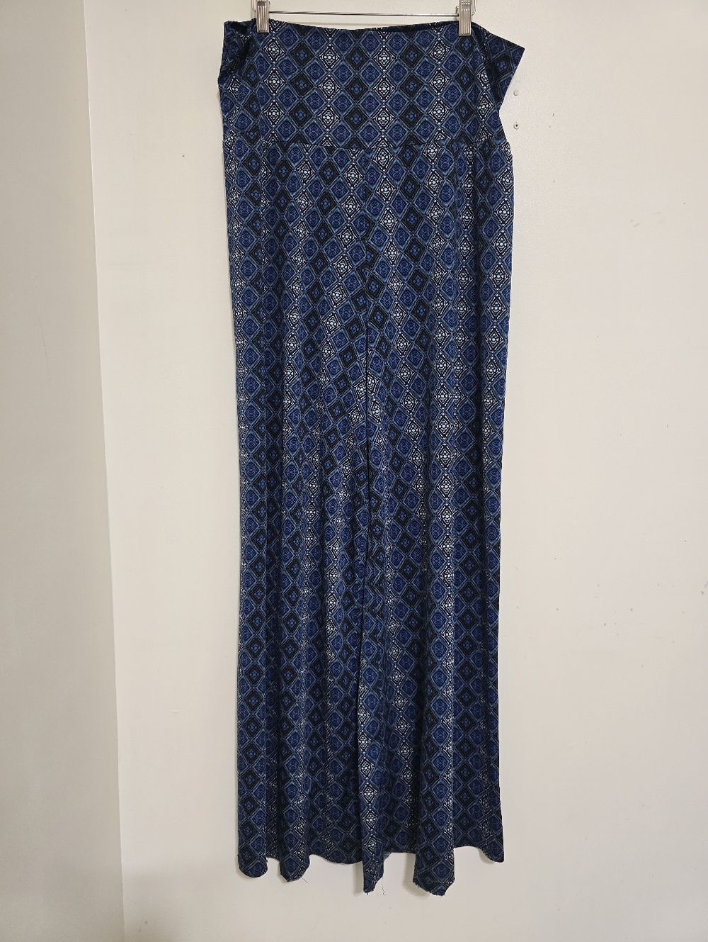 NEW DIRECTIONS size XL Geometric Wide Leg Stretch Pants Blue